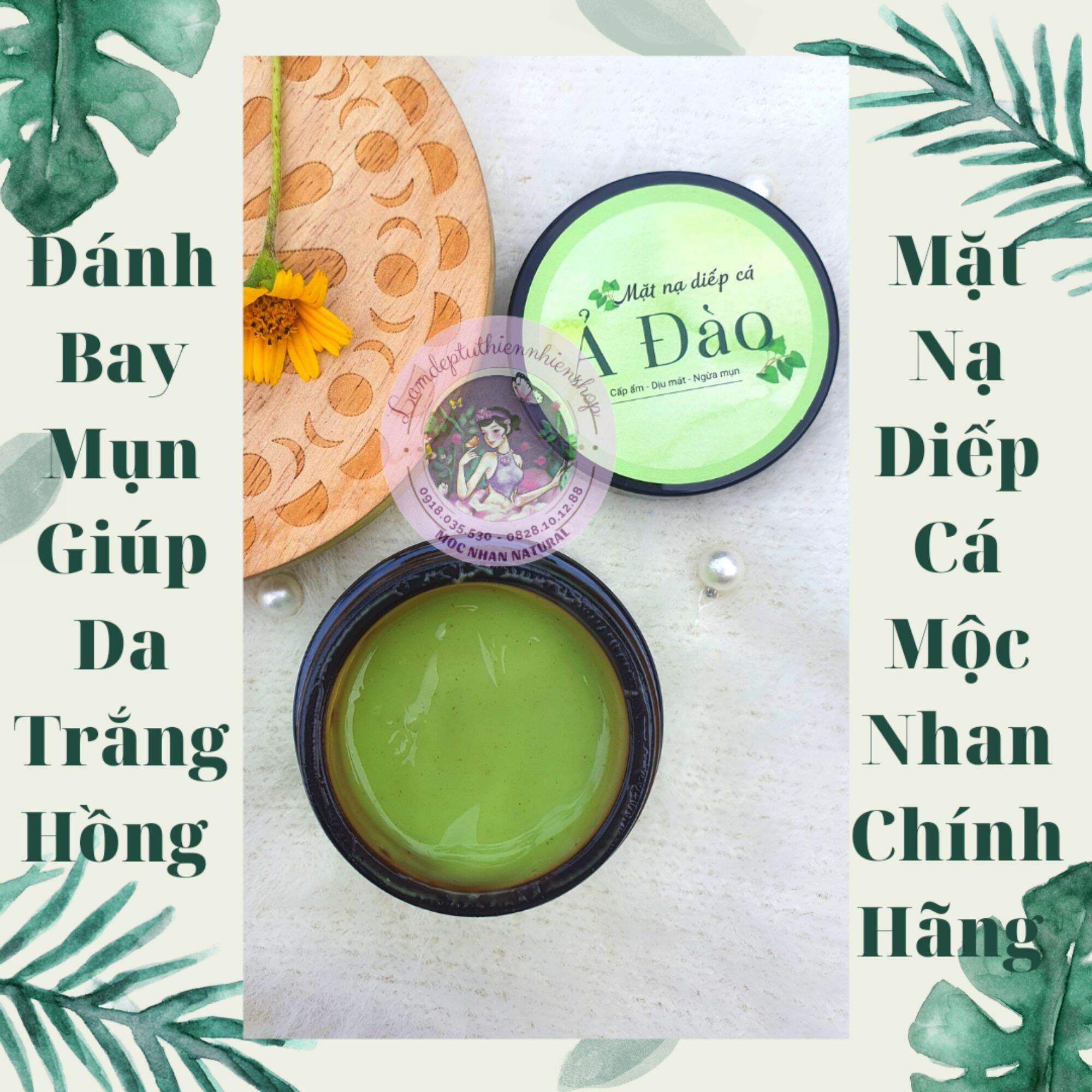 Mặt Nạ Diếp Cá Tươi Ả Đào Mộc Nhan - Giảm Mụn Nám Tái Tạo Phục Hồi Da 50Gr