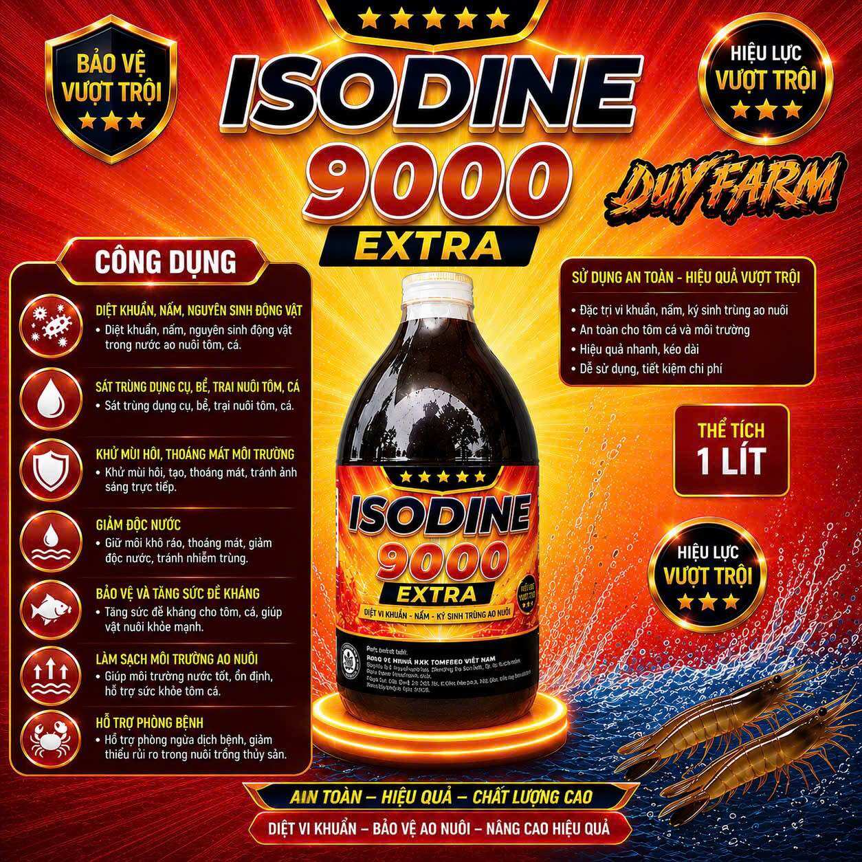 IODINE 9000 EXTR Đậm đặc - Diệt vi khuẩn, nấm, nguyên sinh động vật,…