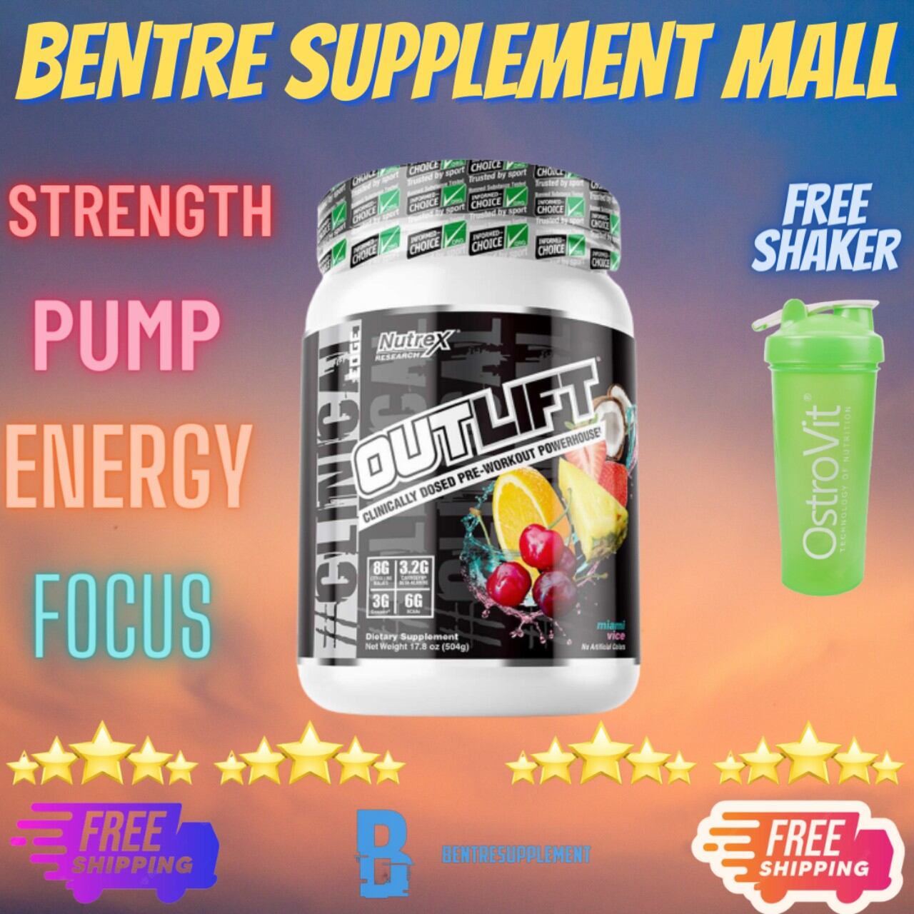 OUTLIFT PREWORKOUT - TĂNG SỨC MẠNH KẾT HỢP BCAA PHỤC HỒI CƠ BẮP (20 LẦN DÙNG)