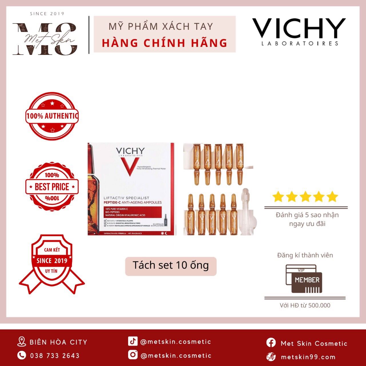 [ Pre Order ] Vichy Peptide C Ampoule Anti Age (Tách set 10 ống)
