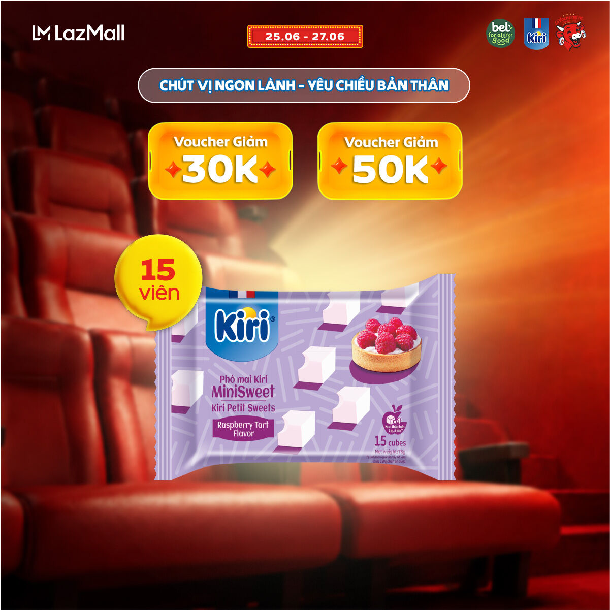 Phô Mai Kiri Vị Mâm xôi 15C 78G