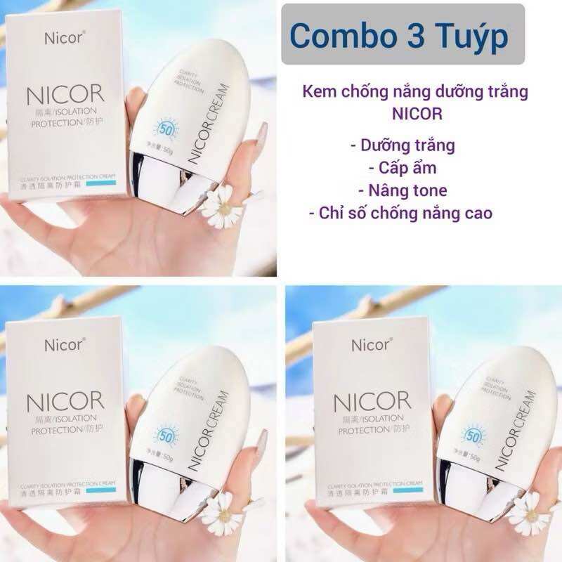 Kem Chống Nắng Nicor Nâng Tone Dưỡng Trắng Da Mặt