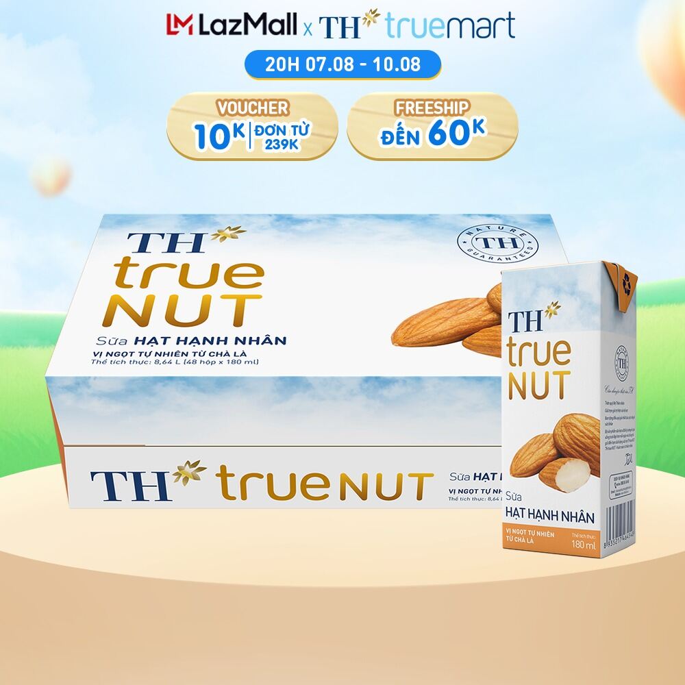 Thùng 48 hộp sữa hạt hạnh nhân TH true NUT 180 ml (48 Hộp)