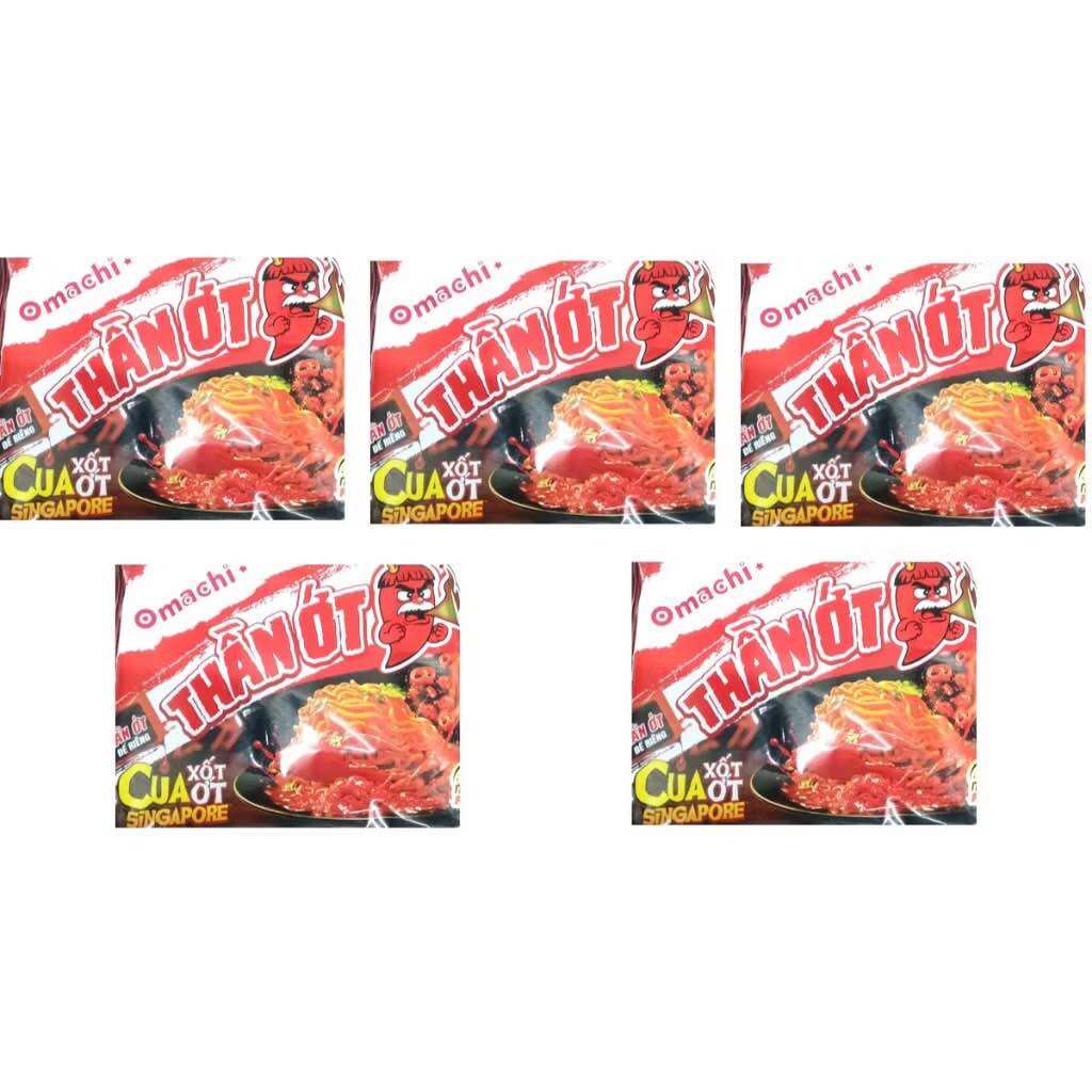 Combo 5 gói - Mì Omachi Thần Ớt Cua Xốt Ớt Singapore gói 125g