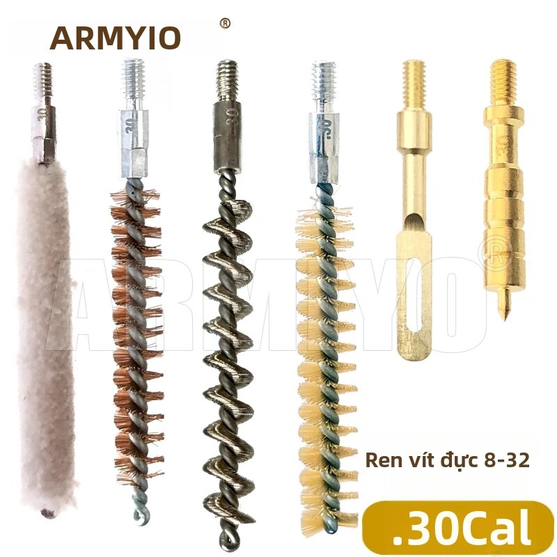 Bộ Dụng Cụ Vệ Sinh Ống Cứng Bằng Nylon Armiyo Bronze Với Que Bông, Dụng Cụ Kéo Ống Bằng Đồng Thau 4mm/5mm, Đầu Đồng Thau Cho Cỡ .17Cal ~ 12GA - 6