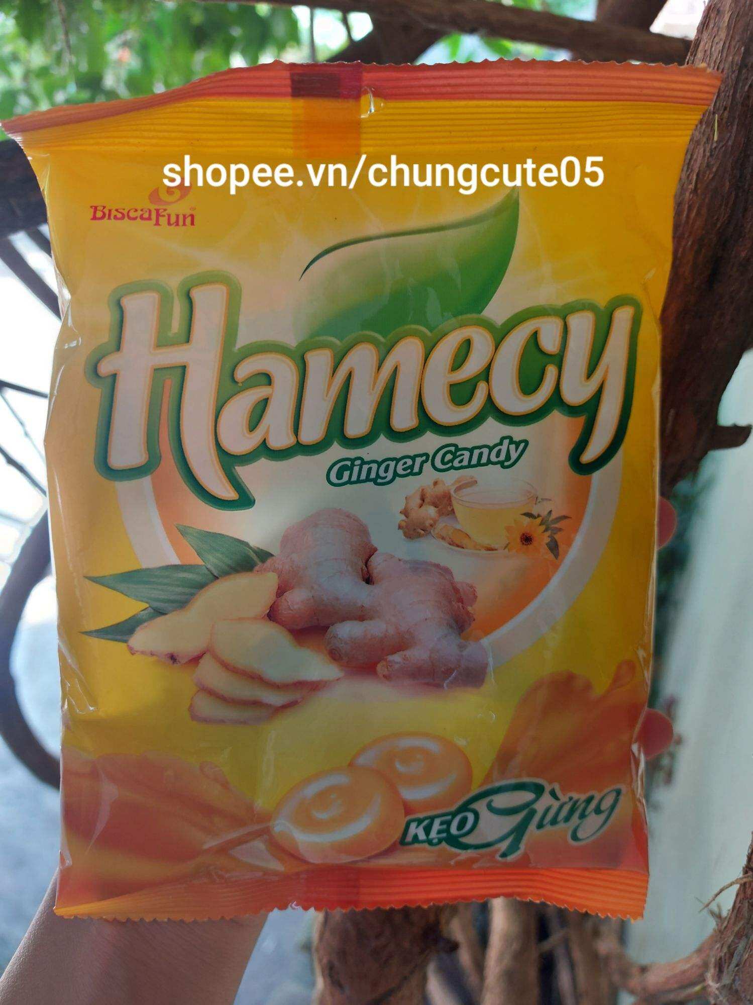 2 viên kẹo gừng mạch nha Hamecy BiscaFun