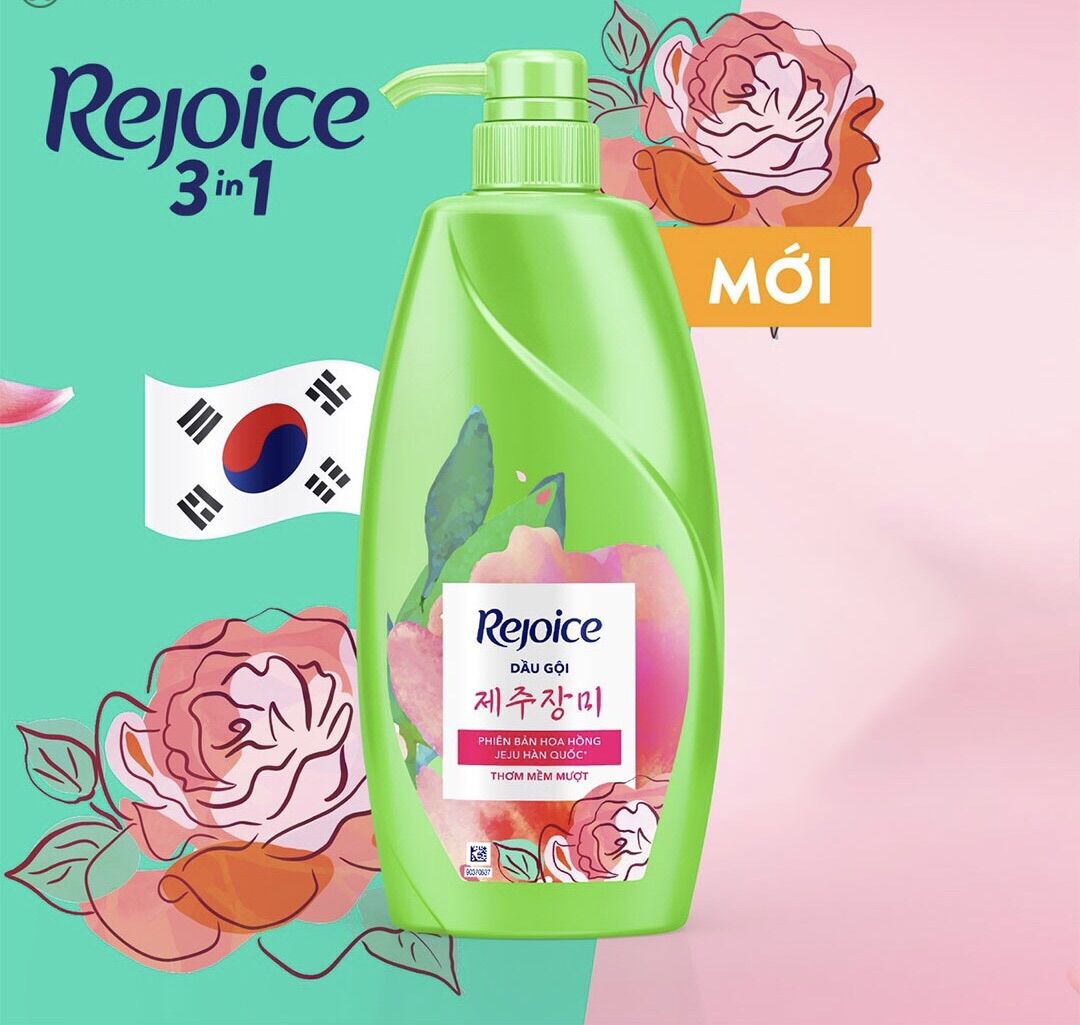 Dầu gội rejoice hương hoa hồng jeju hàn quốc 630ml