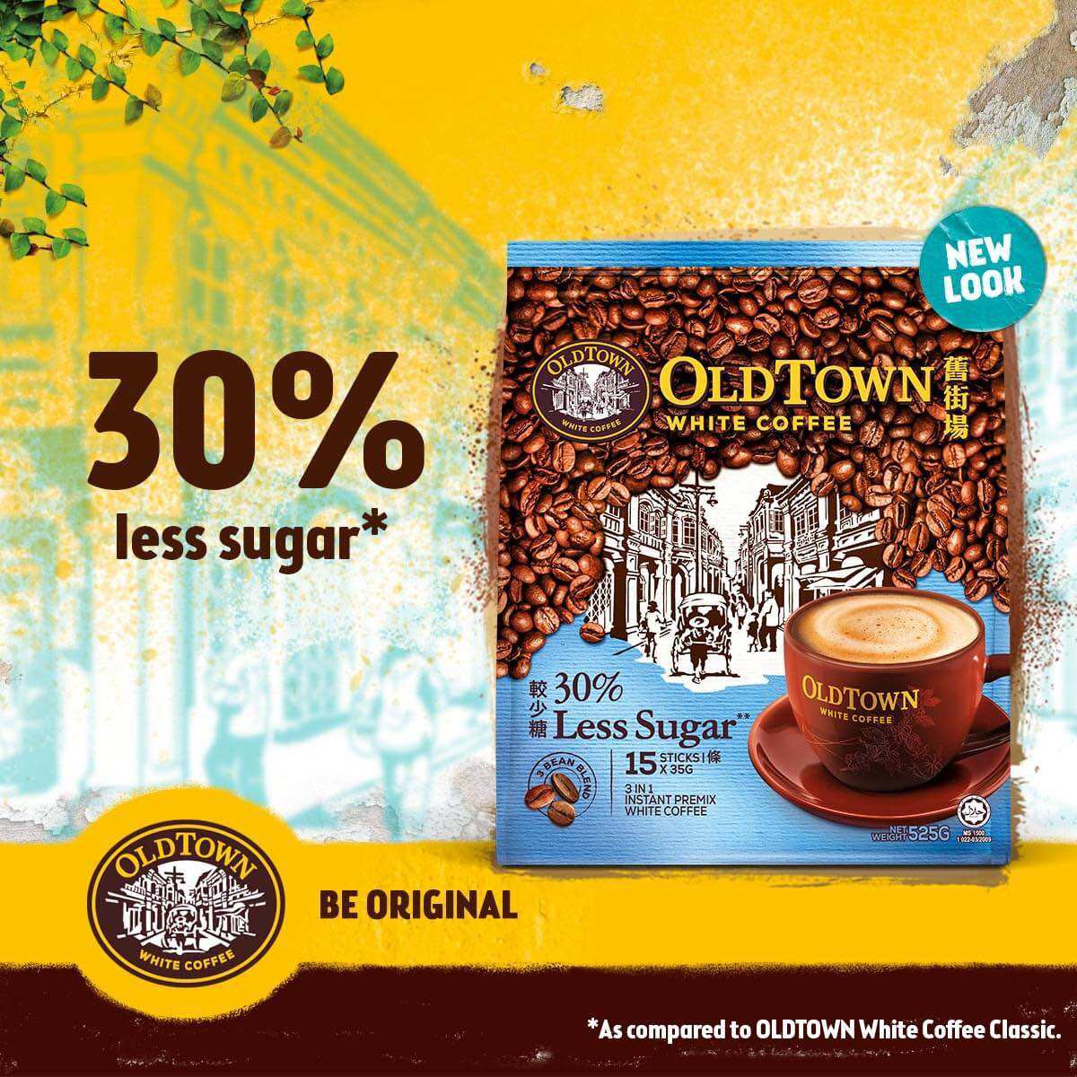 Cà phê trắng hòa tan 3in1 oldtown less sugar - ít đường