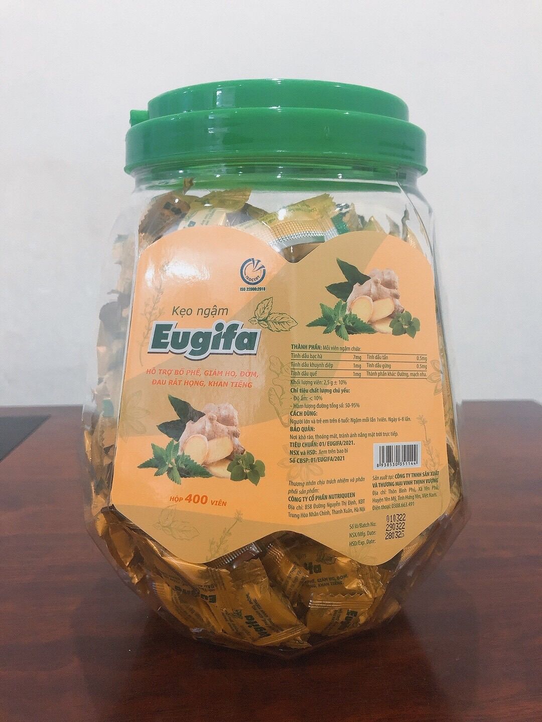 Kẹo ngậm ho Eugifa ( hũ 400 viên)-Hỗ Trợ Giảm Ho