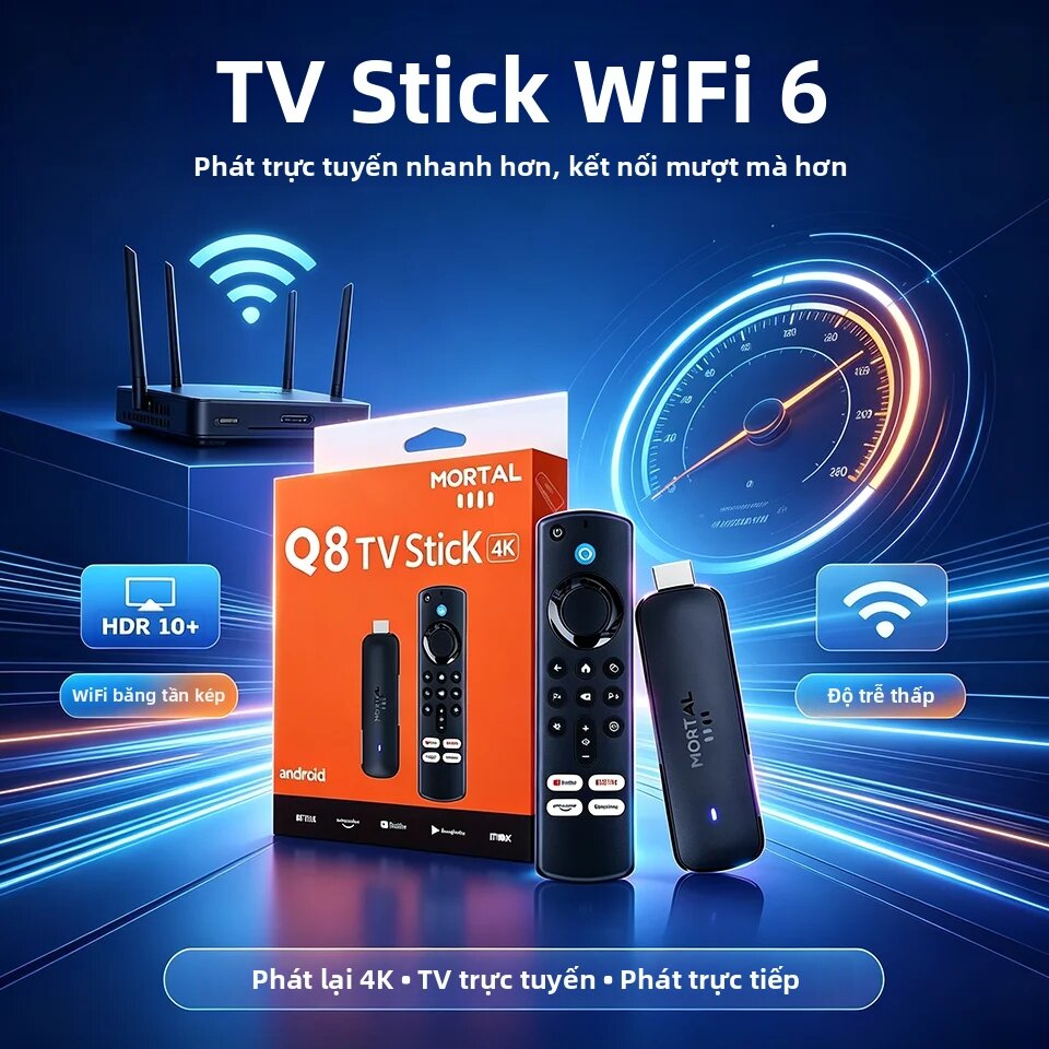 Đầu Thu Truyền Hình 4K Android 14 MORTAL Q8 HDR10, Hỗ Trợ WiFi 6, Bluetooth 5, Điều Khiển Bằng Giọng Nói Google, 2GB 16GB, Dành Cho Netflix YouTube