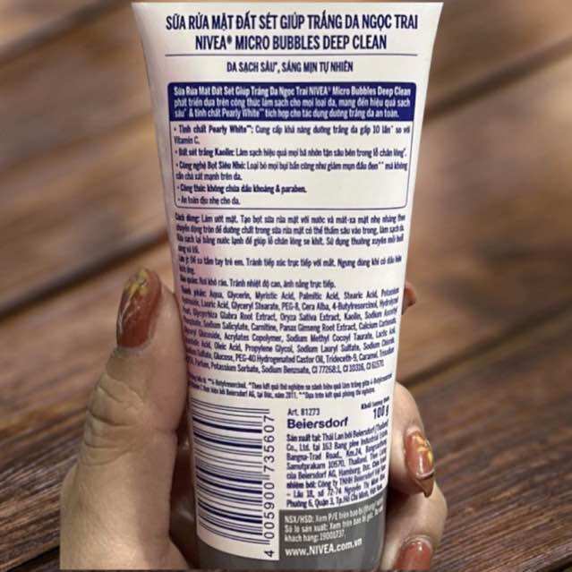 SỮA RỬA MẶT NỮ NIVEA PEARL WHITE 100G ĐẤT SÉT GIÚP TRẮNG DA