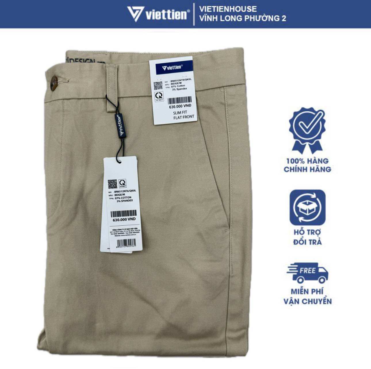 Quần kaki nam việt tiến form slimfit ôm còn size 30-31-34