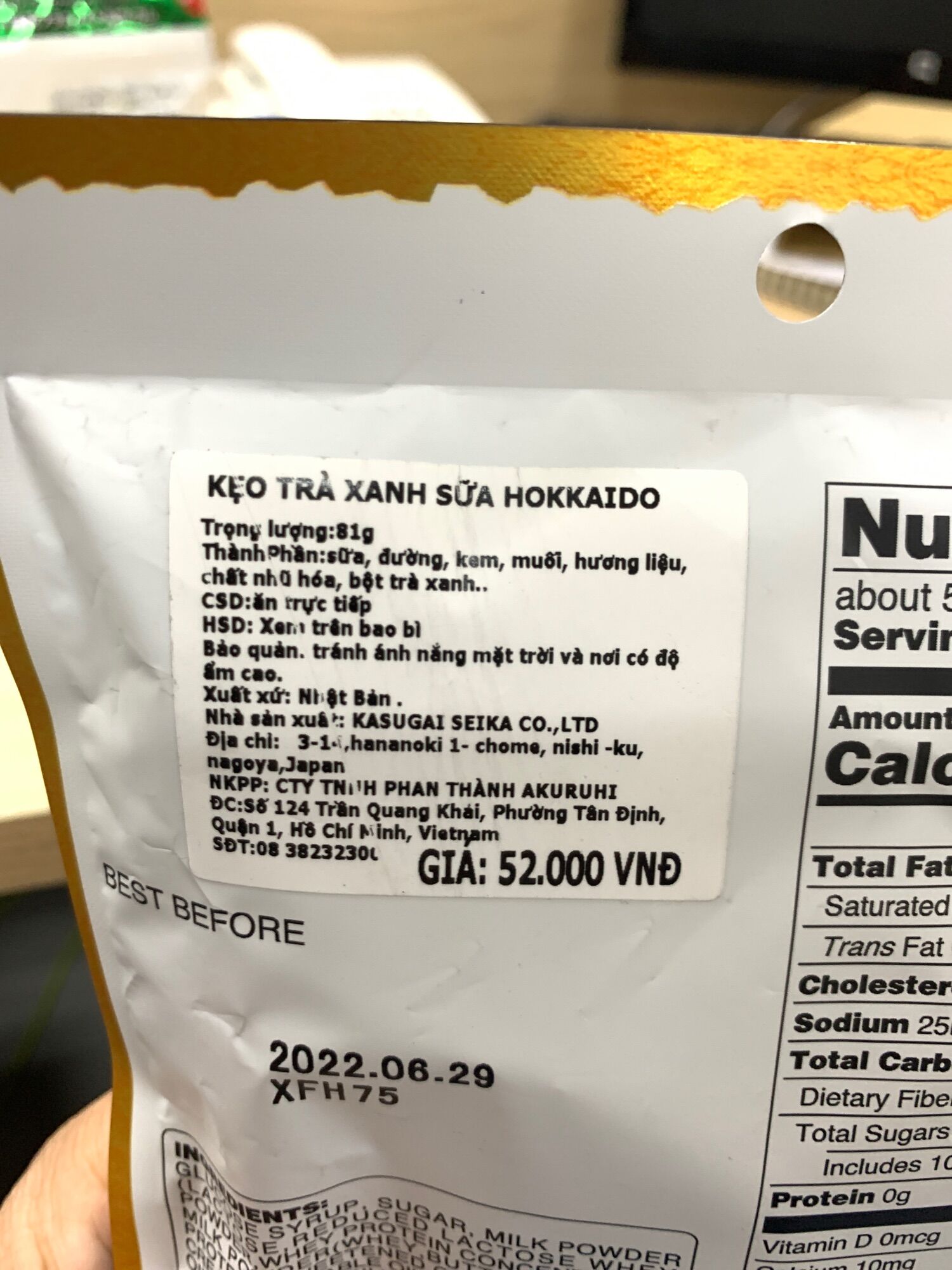 [Ichiban Market] Kẹo Sữa Trà Xanh Kasugai Hokkaido Matcha Milk Ame 81g