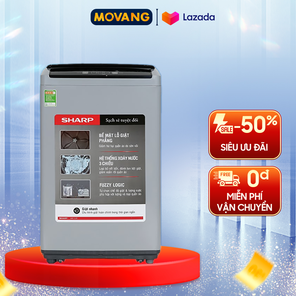 - máy giặt sharp 7.5 kg es-y75hv-s