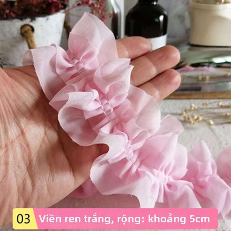 Vải Voan Viền Ren Thủ Công DIY Cho Váy Tay Áo Cổ Xếp Ly Ren Viền Trang Trí Nhà Cửa May Vá