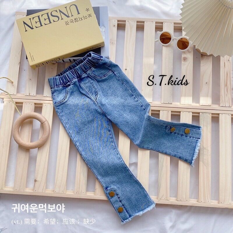 NT130 Quần bò Jeans ống loe siêu dễ thương cho bé gái