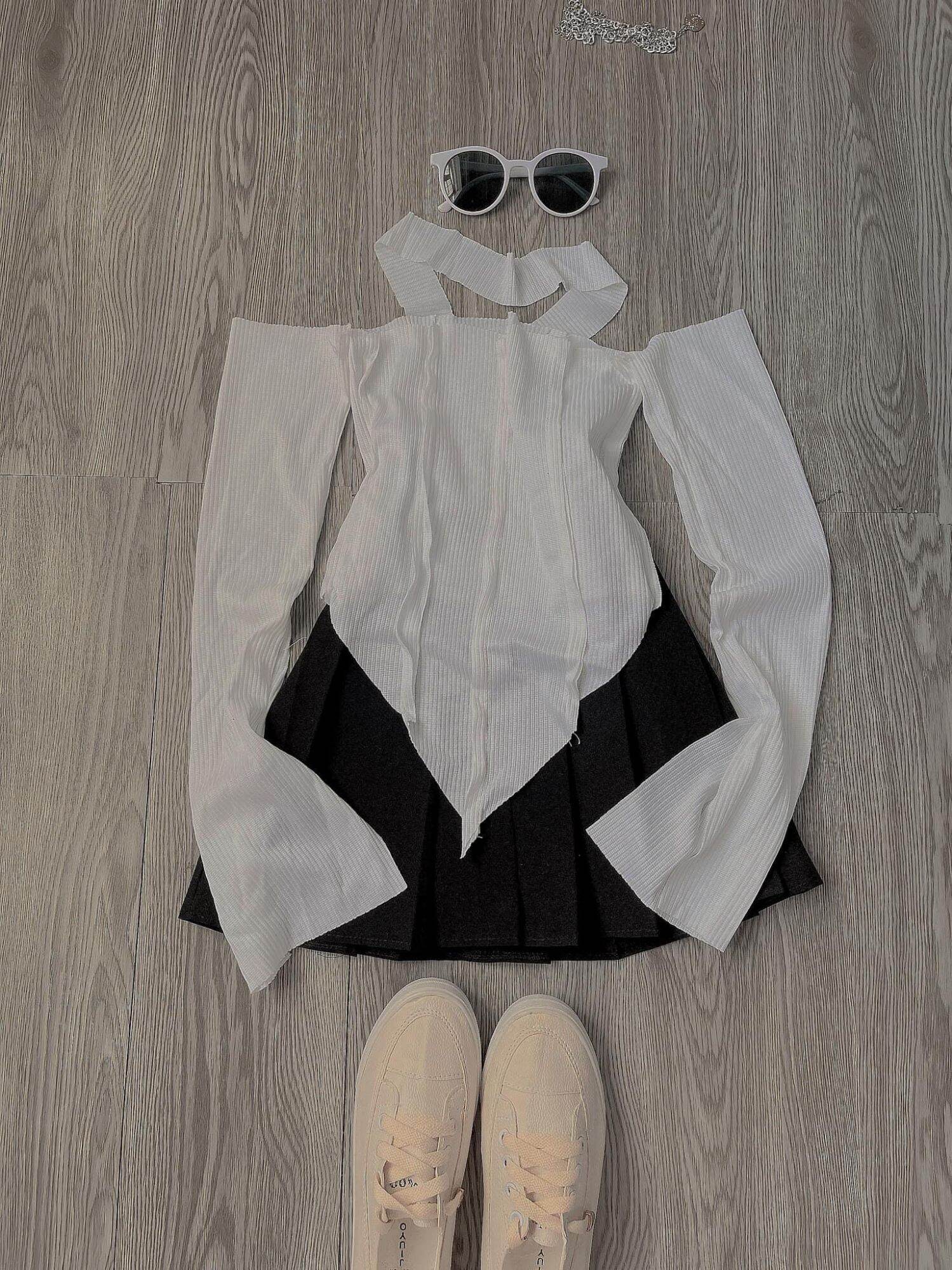Set áo kèm choker sang xịn mịn cực