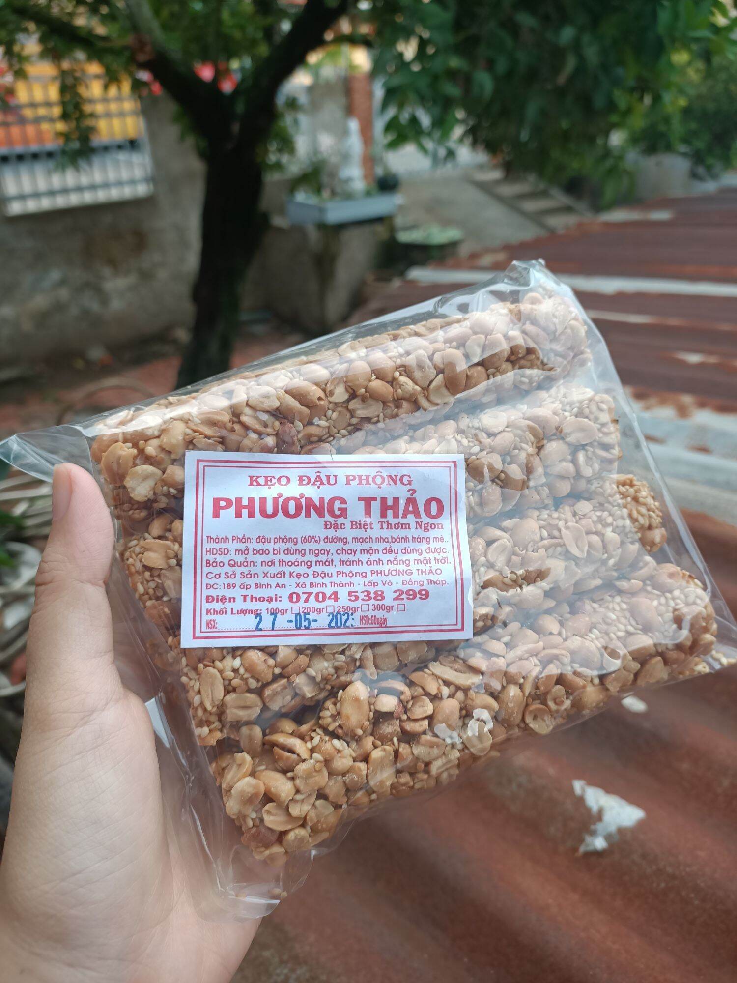 Combo 3 bịch kẹo đậu phộng Phương Thảo dạng ống