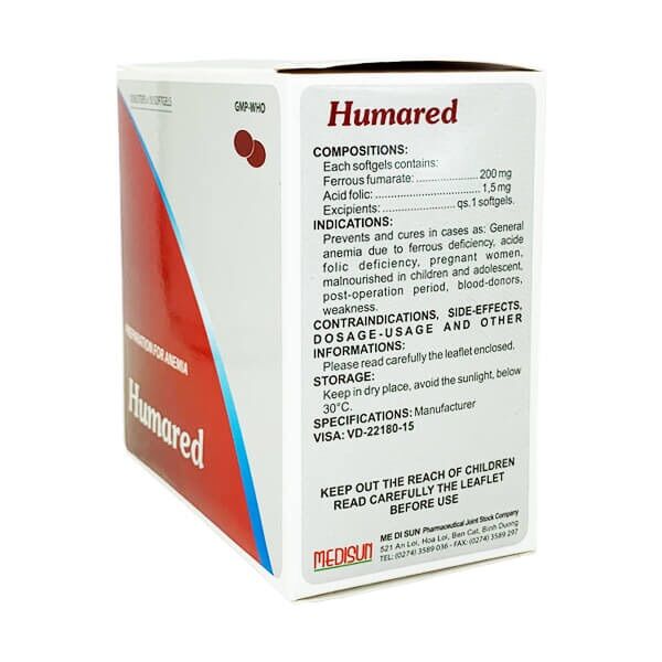 Viên uống bổ máu Humared (hộp 100 viên)