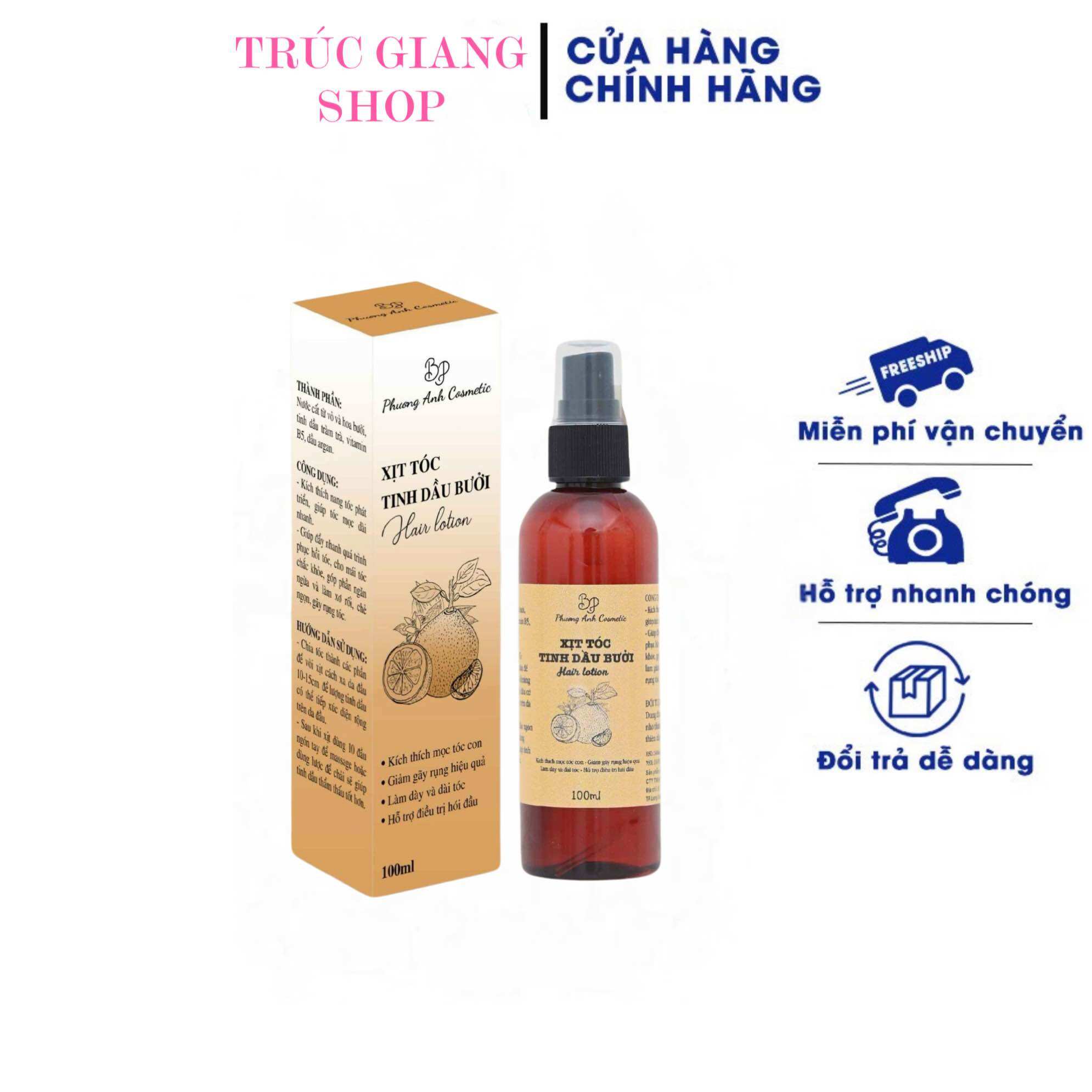 Xịt kích mọc tóc tinh dầu bưởi phương anh cosmetics
