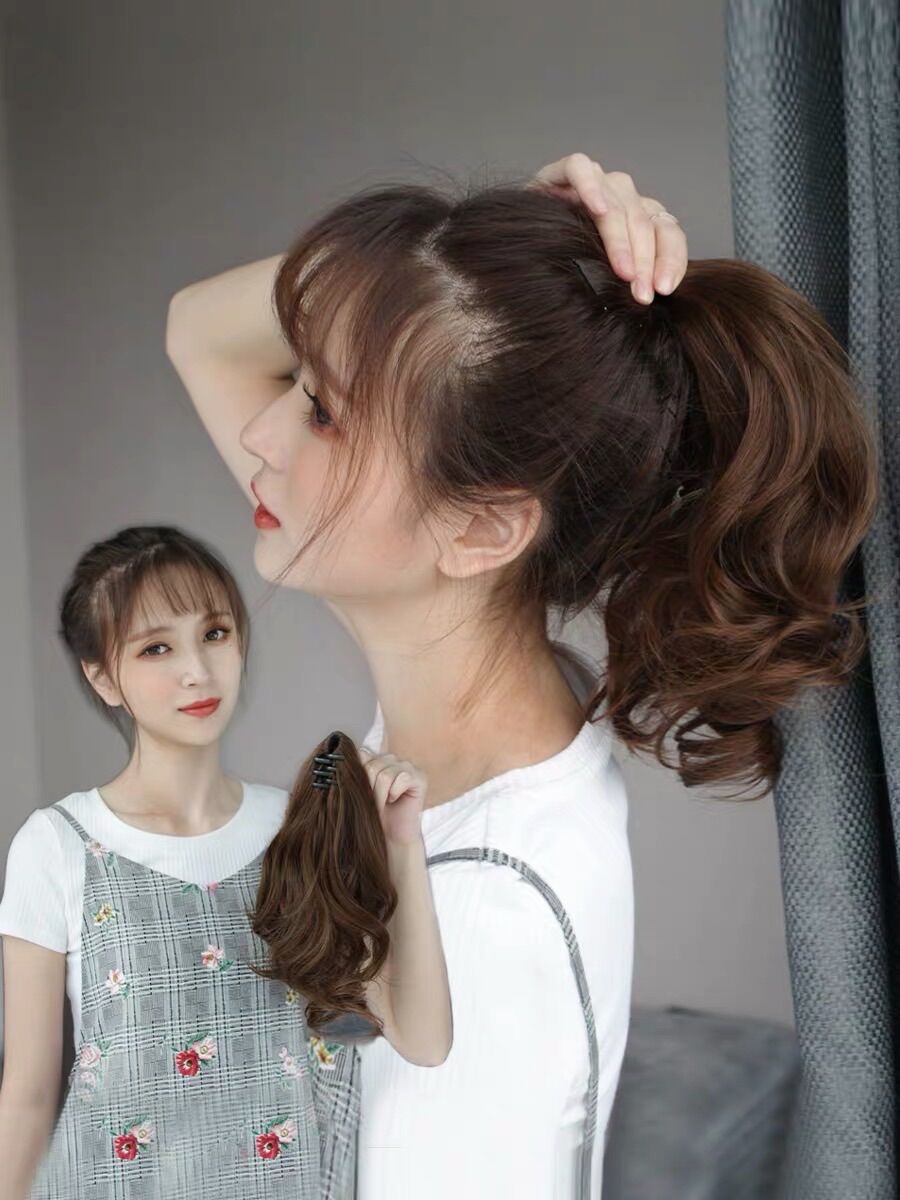 Ngoạm xoăn tóc giả ngắn cá tính kèm hình thật