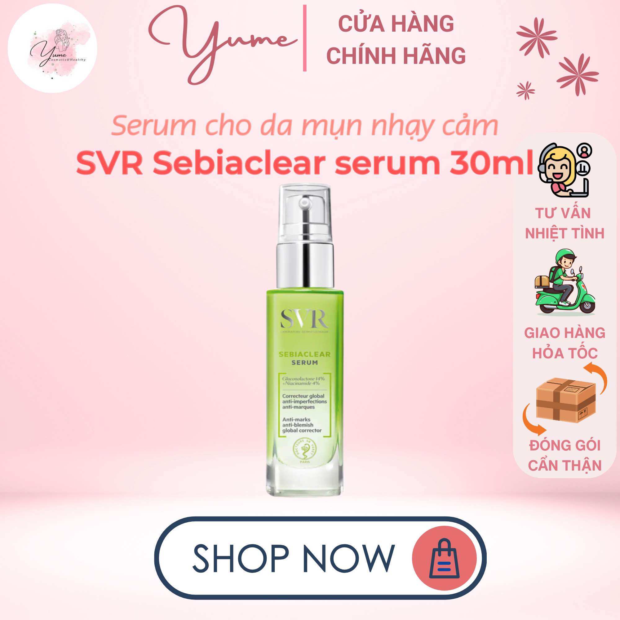 Tinh chất giảm mụn & mờ thâm nám SVR Sebiaclear serum 30ml
