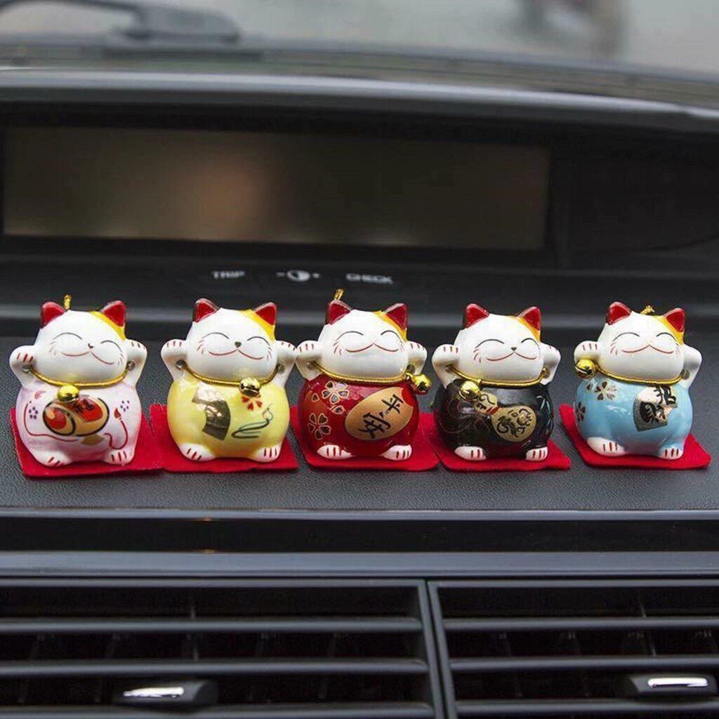 Bộ 5 Tượng Mèo Thần Tài May Mắn