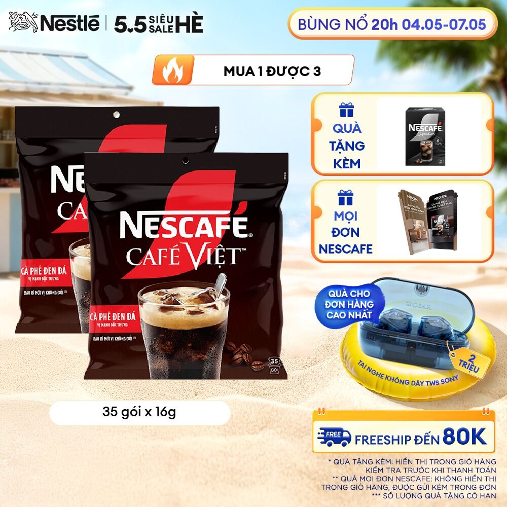 [ƯU ĐÃI THÁNG 4][FREESHIP HCM] Combo 2 Túi Cà phê hòa tan NESCAFÉ Café Việt Cà phê đen đá (Túi 35 gói x 16g)