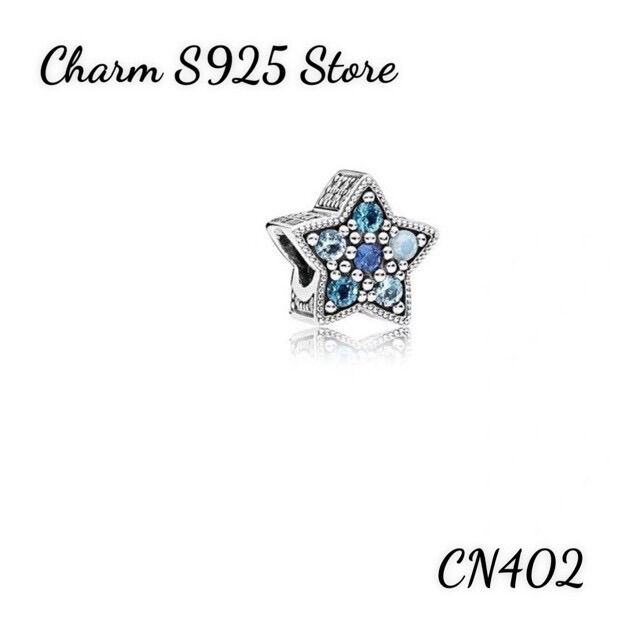 Charm pandora ale ngôi sao đính đá xanh bạc s925