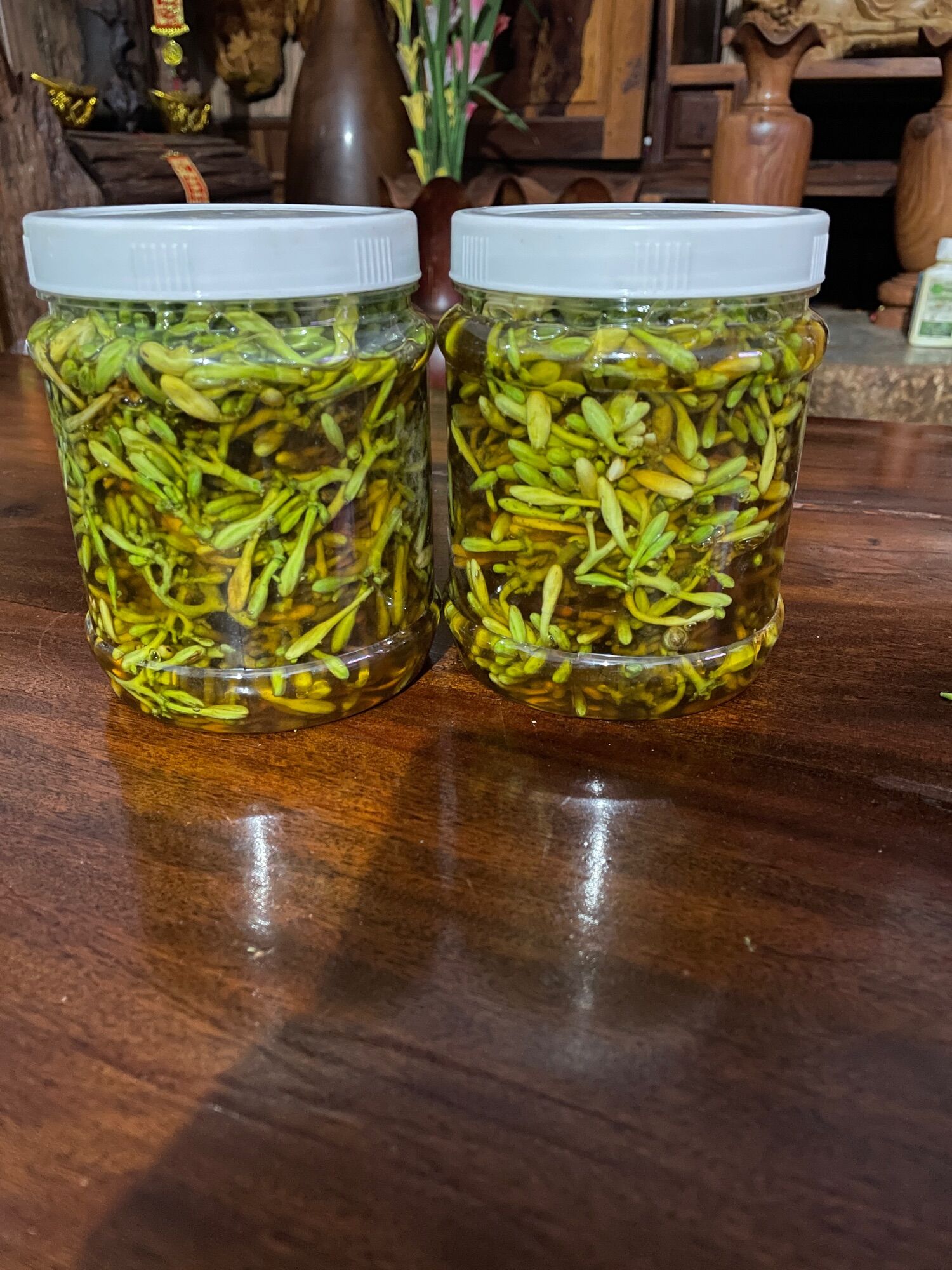 Hoa đu đủ đực tươi ngâm mật ong cape hủ 900g với hoa đu đủ đực càng ngâm lâu hiệu quả càng cao