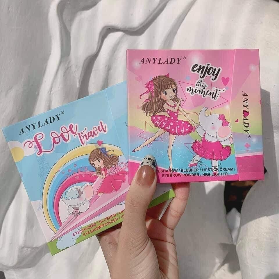 Phấn mắt bóp cô gái anylady có gương kèm phấn má hồng siêu xinh xắn