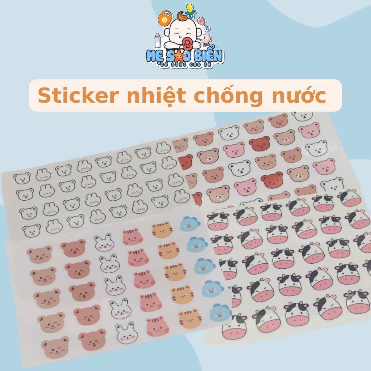 Sticker in nhiệt dán bình sữa, đồ dùng cho bé chống nước