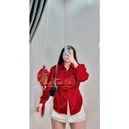 (SHOP TÁO ĐỎ BIGSIZE 50kg-90kg) Áo sơ mi nơ lưng mặc tết - Shop Táo Đỏ Bigsize