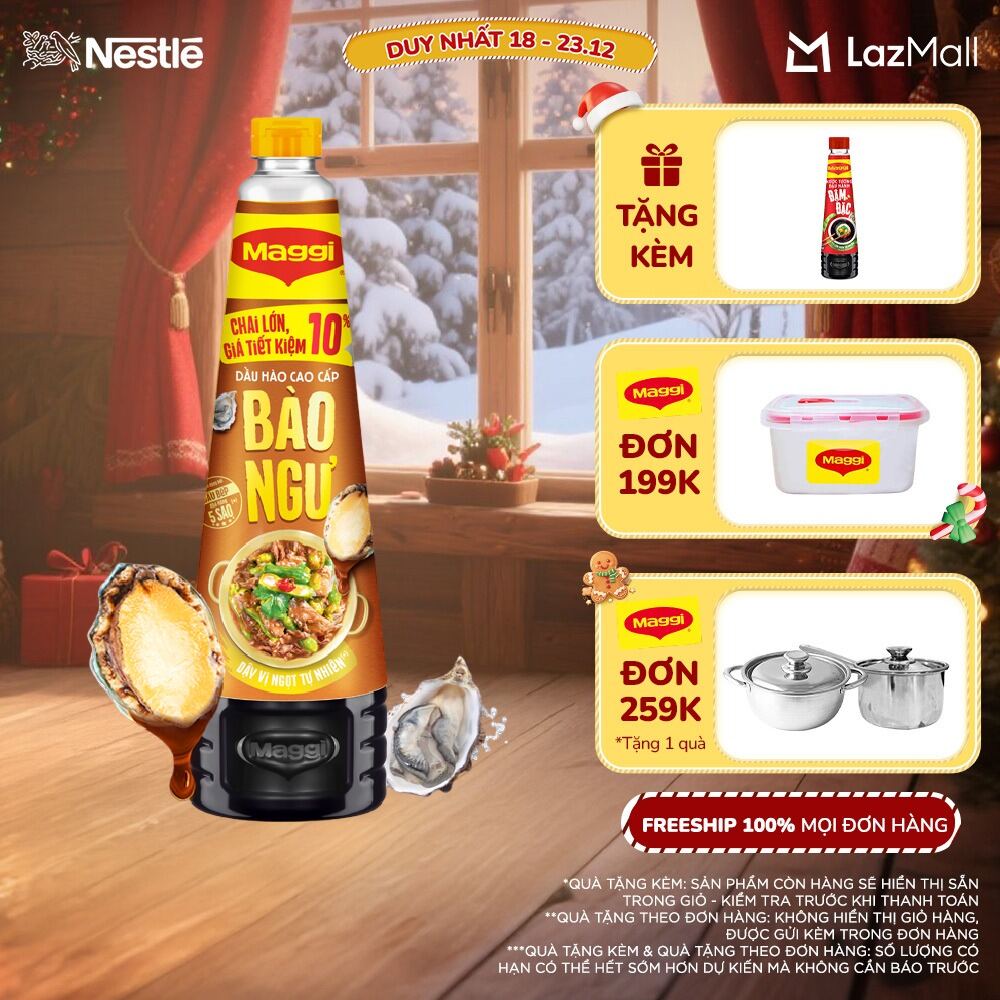   ƯU ĐÃI THÁNG 12  Dầu Hào Cao Cấp Nestlé MAGGI Bào Ngư chai 820g giá tiết kiệm 10% 1 bước xào óng ánh chuẩn nhà hàng 