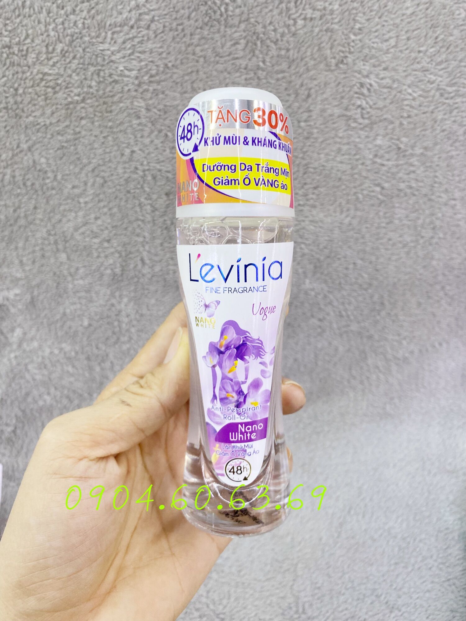 Lăn Khử Mùi Trắng Da Ngọc Trai LEVINIA 65g ( nước trong)