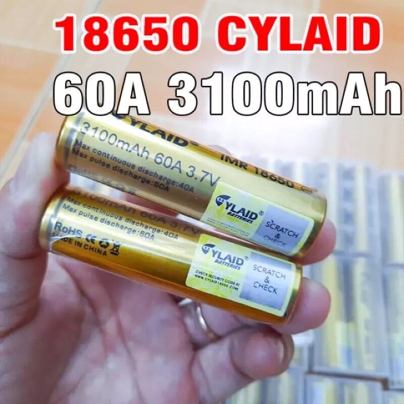Pin Cylaid Vàng 18650 3100Mah Xả 60A. QR code chính hãng giá 1 viên