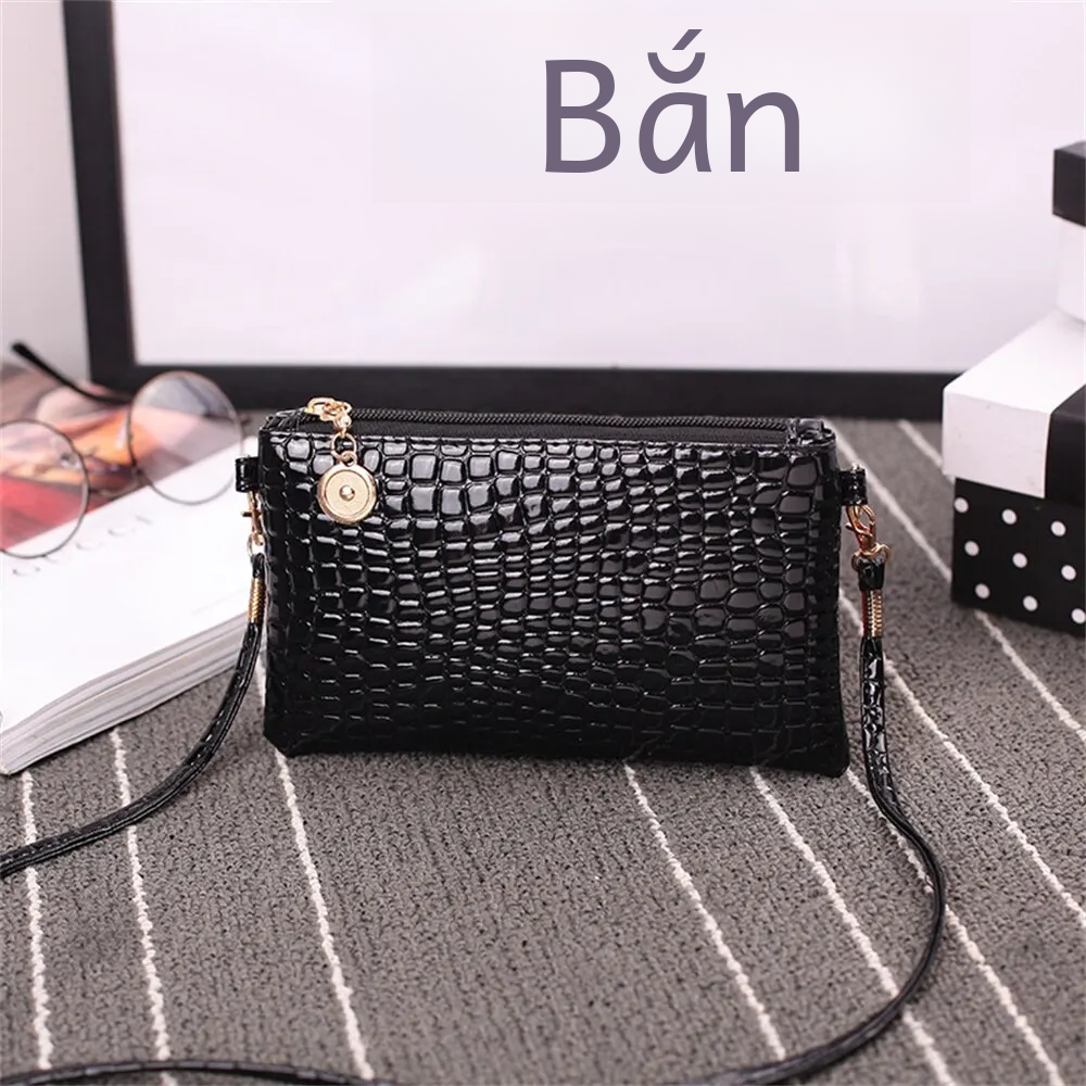 Túi đeo vai nữ da pu họa tiết cá sấu túi đeo ngang thời trang mềm messenger tote cho bữa tiệc có khóa kéo