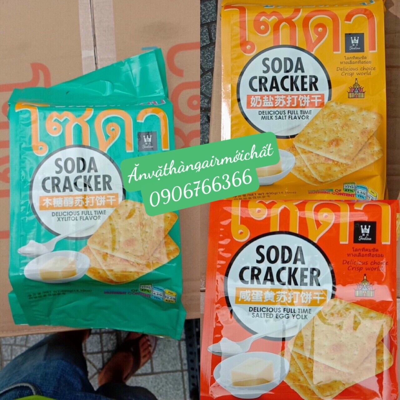 [Date Đẹp 12/2026]Bánh Soda Cracker Ăn Kiêng Thái Lan Gói 400 gram