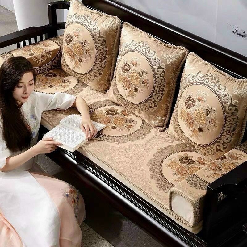 Đệm ngồi sofa gỗ thật ,đệm ghế hoàng gia bóng nâu ngồi thông dụng bốn mùa