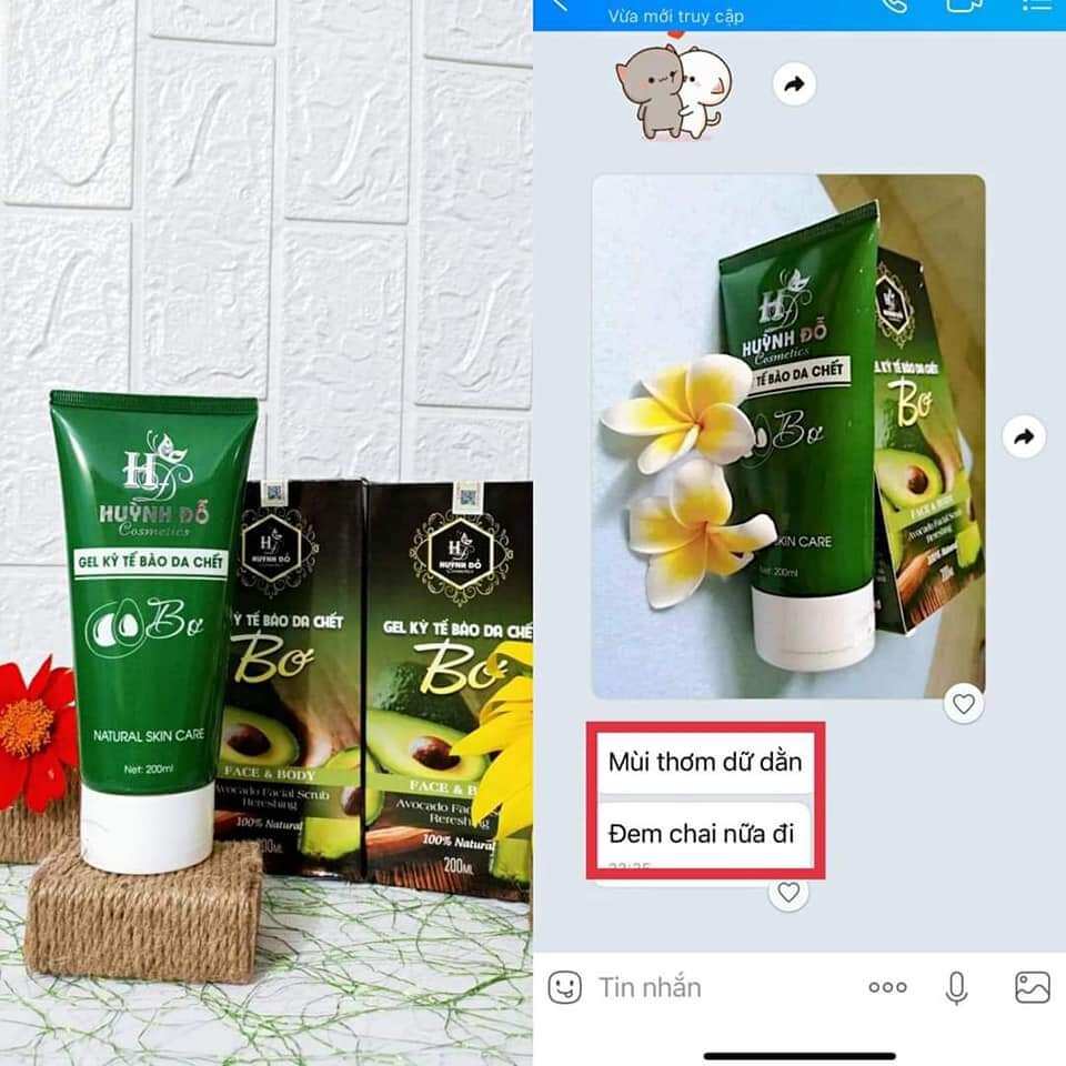 gel tẩy tế bào da chết bơ huỳnh đỗ
