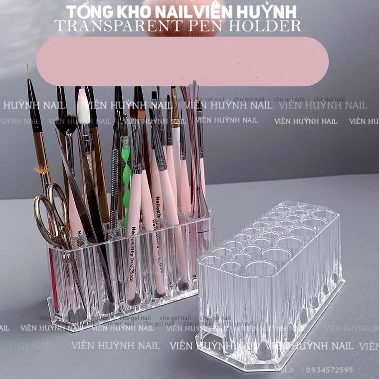 Hộp đựng cọ cao cấp 26 ô , khay cắm cọ nhíp nail bằng thuỷ tinh