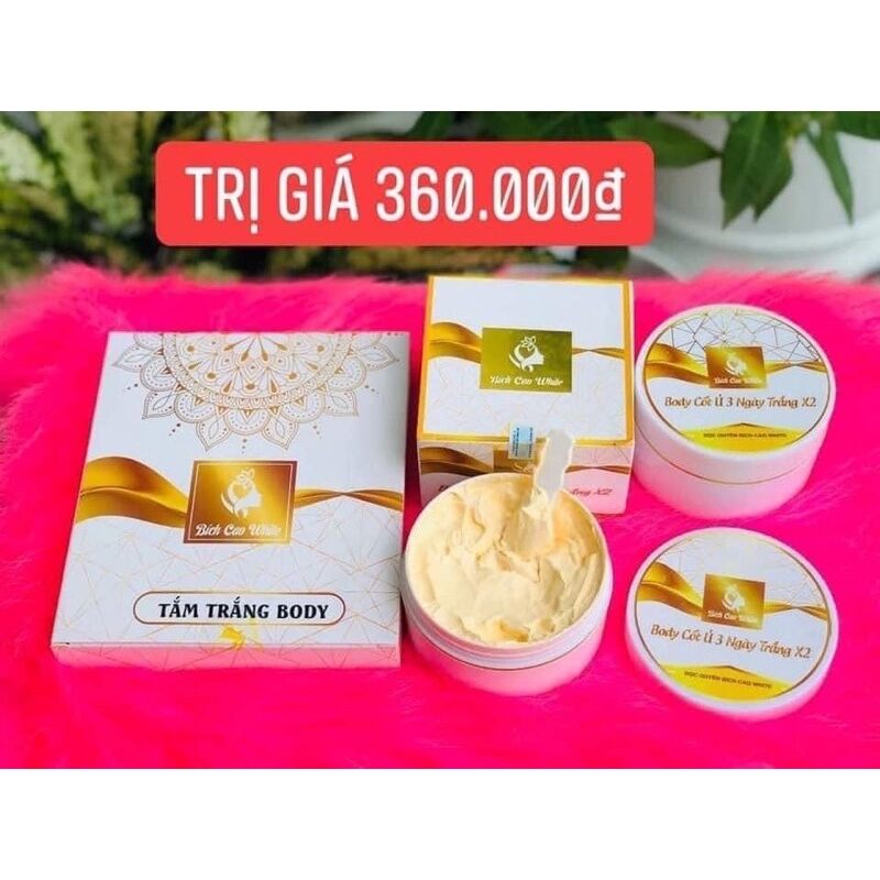Combo 2 hộp( tắm trắng kèm kem body cốt ủ) Bích Cao White