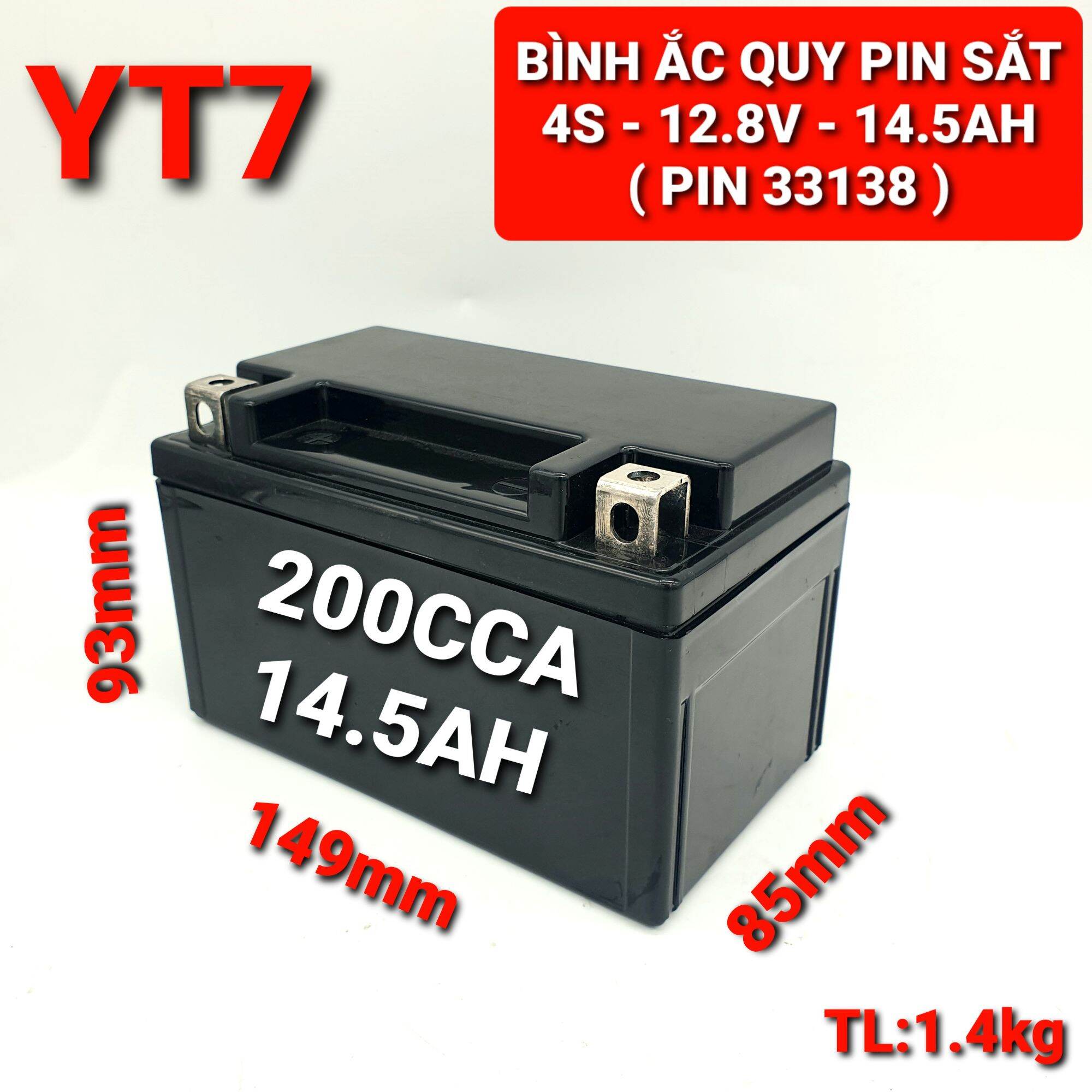 Achun.vn - YT7 -ẮC QUY PIN SẮT 4S- 12.8V - 14.5AH - XẢ 200cca Khởi động xe máy