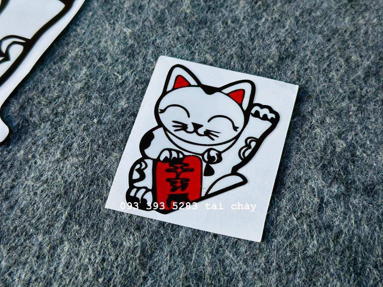 [ 1 TEM ] TEM DECAL STICKER MÈO THẦN TÀI 1/4
