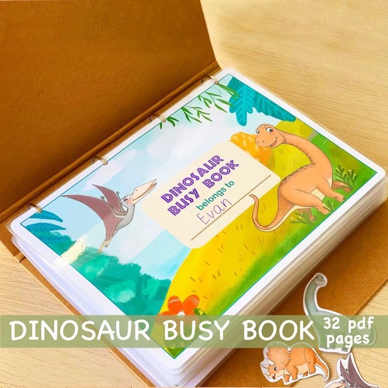 Sách HỌC LIỆU bóc dán Montessori thế giới khủng long Dinosaur Busy Book