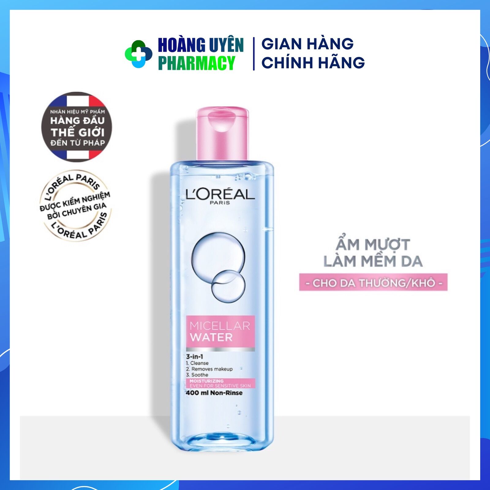 Nước tẩy trang L'oreal Paris (Tẩy trang Loreal) - Màu Hồng - 400ml