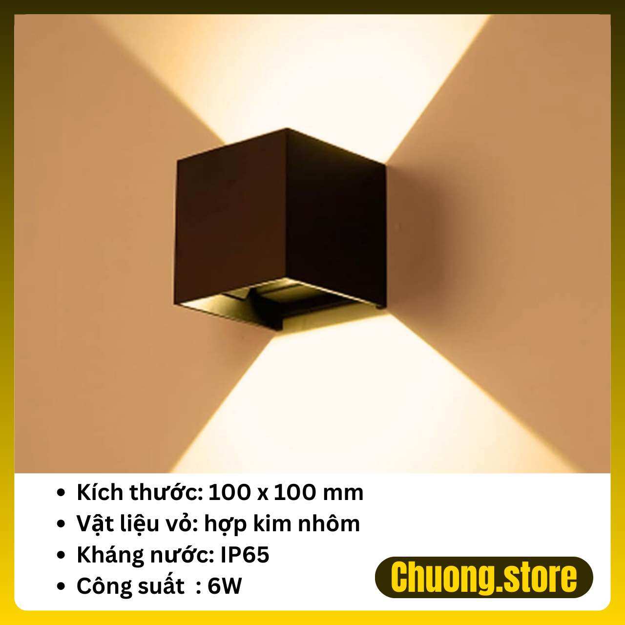 Đèn trang trí hắt tường vỏ nhôm chống nước IP65 sử dụng được ngoài trời