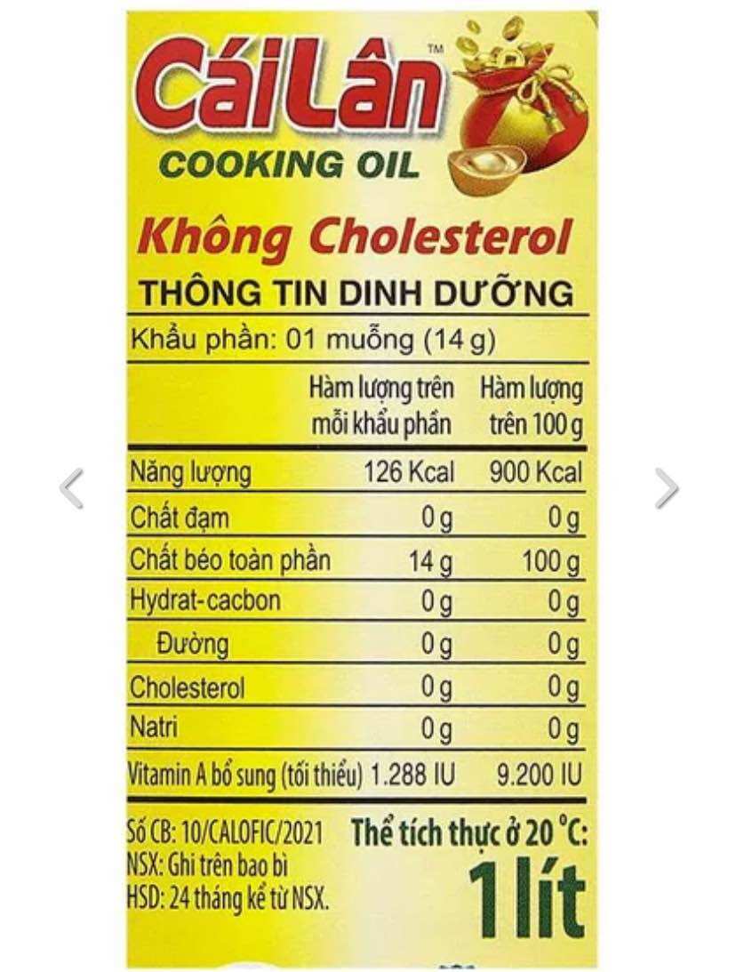 Dầu ăn Happy Koki , Cái Lân 1 lít