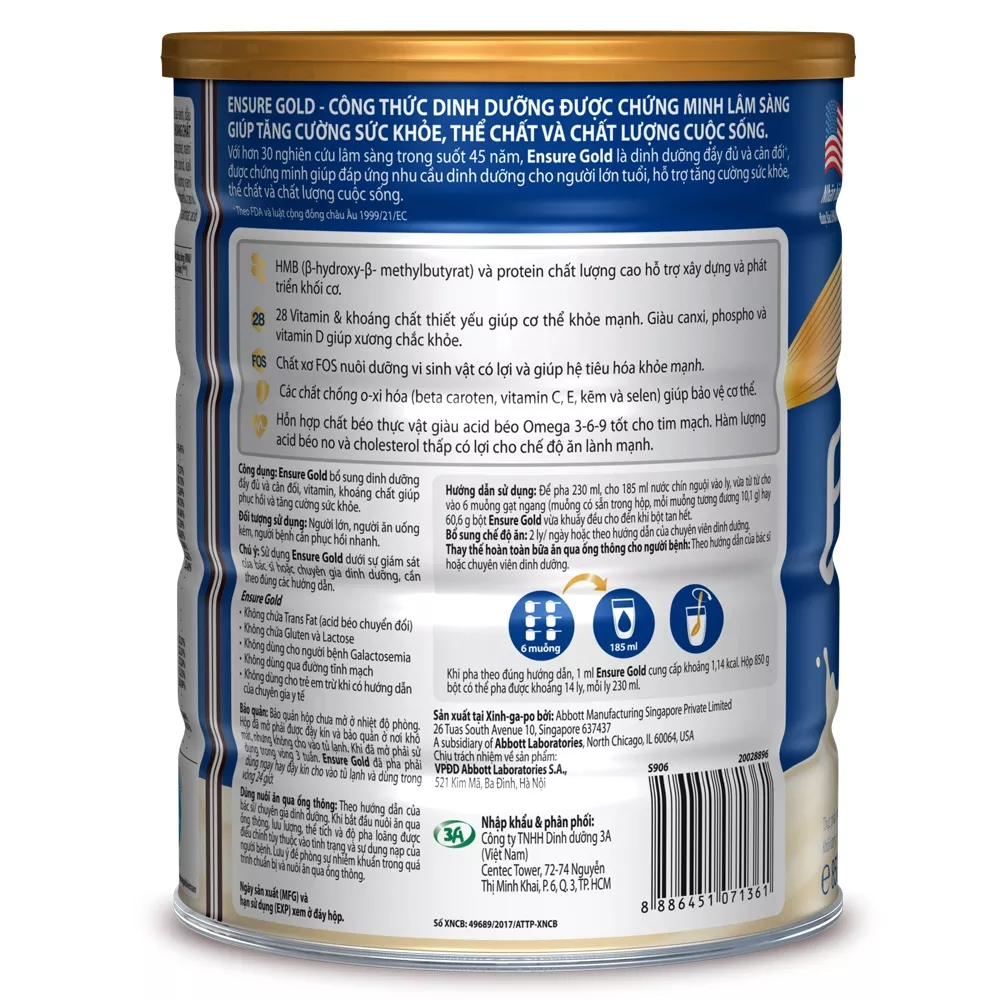 Sữa bột Ensure Gold hương Vani 850g