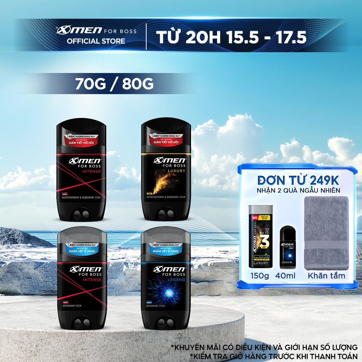 [MỚI - GIÁ DÙNG THỬ] Sáp Khử Mùi Xmen For Boss 70g/80g - Sáp Thơm Châu Âu, Ngăn Tiết Mồ Hôi (Sáp Trắng), Ngăn Vệt Ố Vàng (Sáp Xanh)